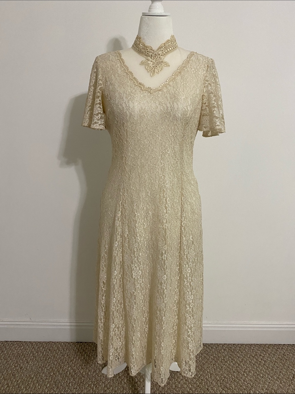 Vintage Dawn Joy Ecru Lace Victoria Dress and Slip
